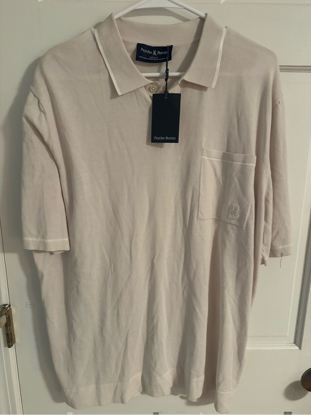 Men's Psycho Bunny Longford Fine Knit Polo Shirt 1XXL NWT Natural Linen Color